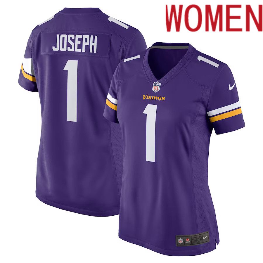 Women Minnesota Vikings #1 Greg Joseph Nike Purple Game NFL Jersey->women nfl jersey->Women Jersey